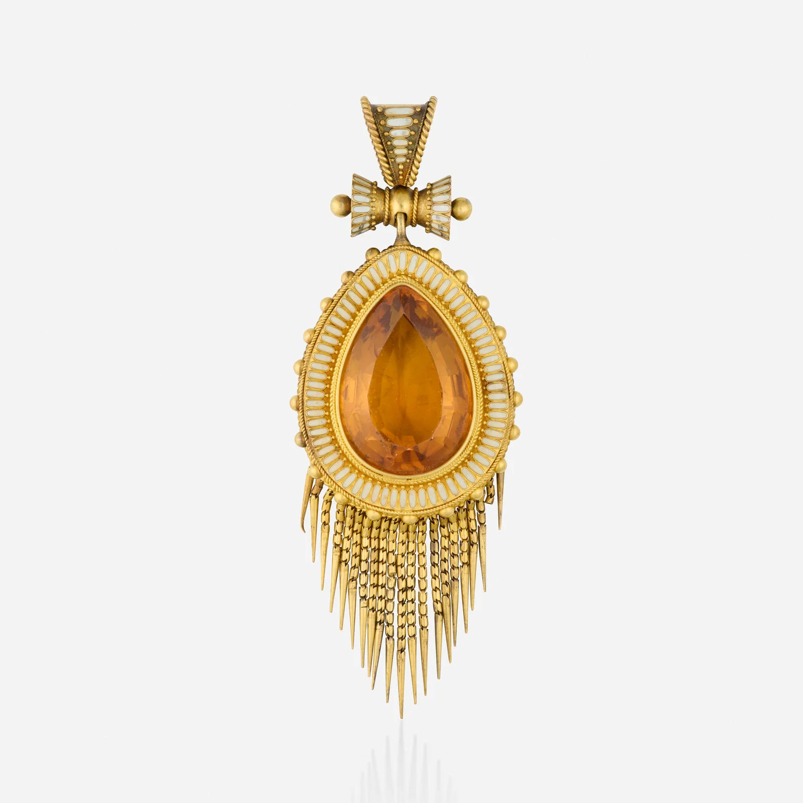 Victorian, Citrine, enamel, and gold pendant
