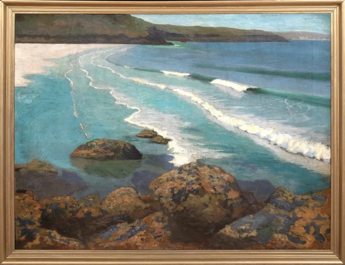VIEW OF WHITESAND BAY, CORNWALL OIL PAINTING