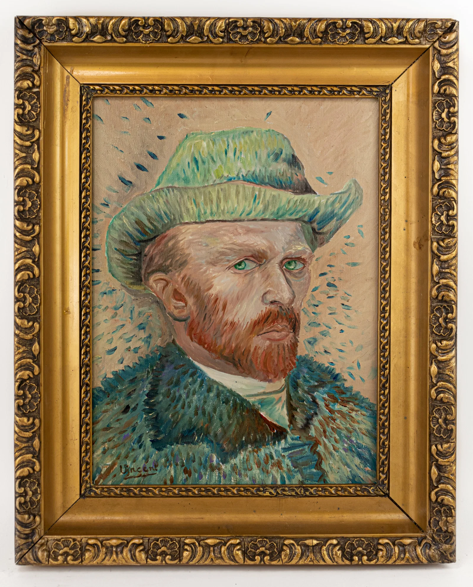 Vincent Van Gogh Dutch Framed Selfportrait Oil Painting on Canvas (In Style of) Monet, Degas,