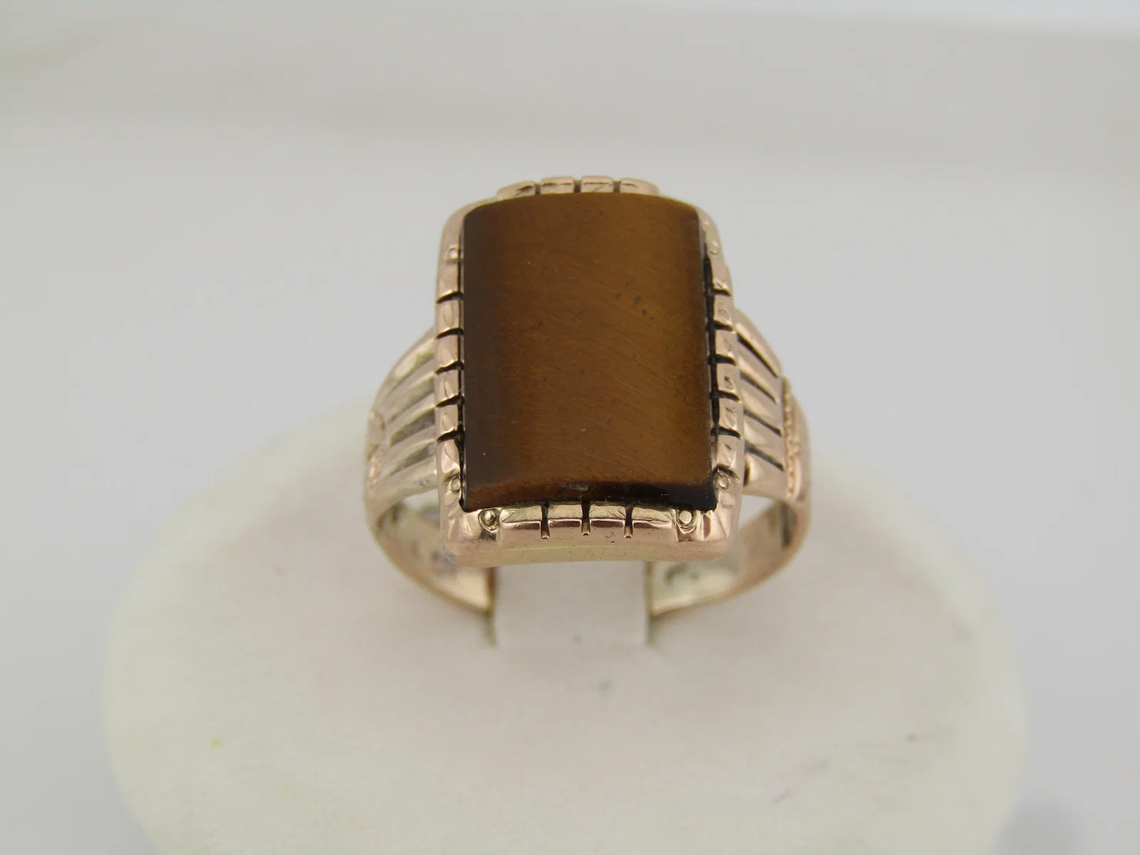 Vintage 10kt Tiger's Eye Ring, Sz. 7, 1930's-1950's