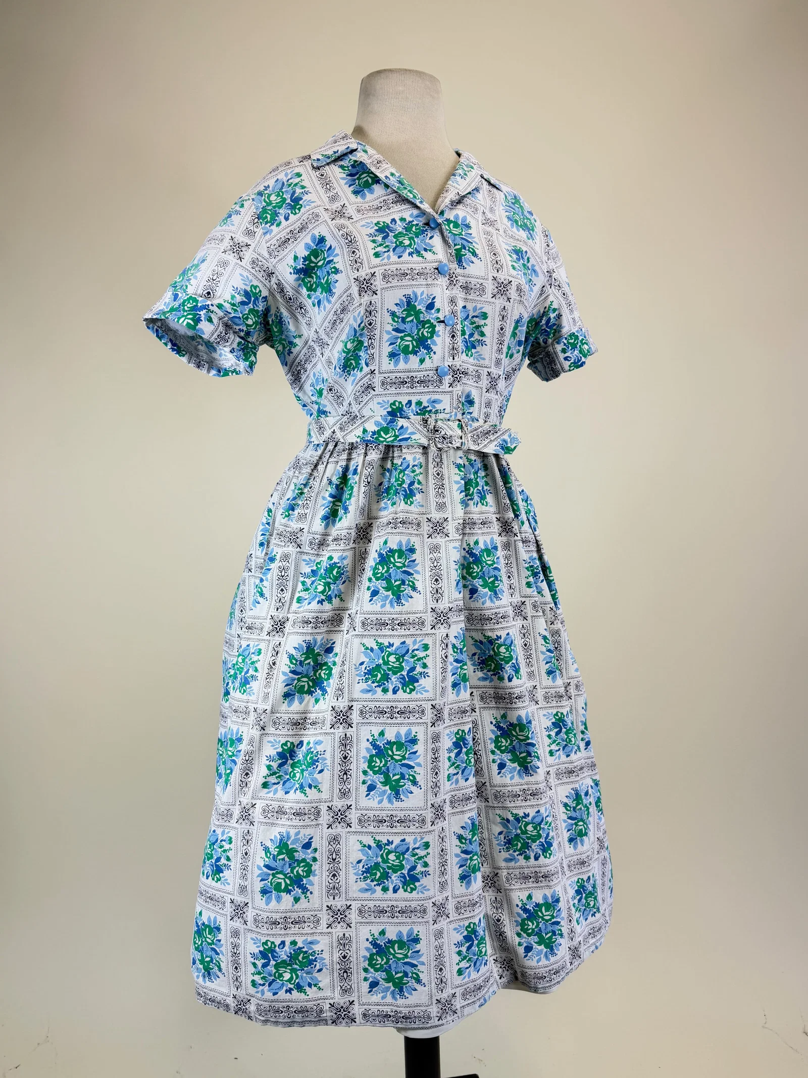 Vintage 1950s Printed Cotton Day Dress