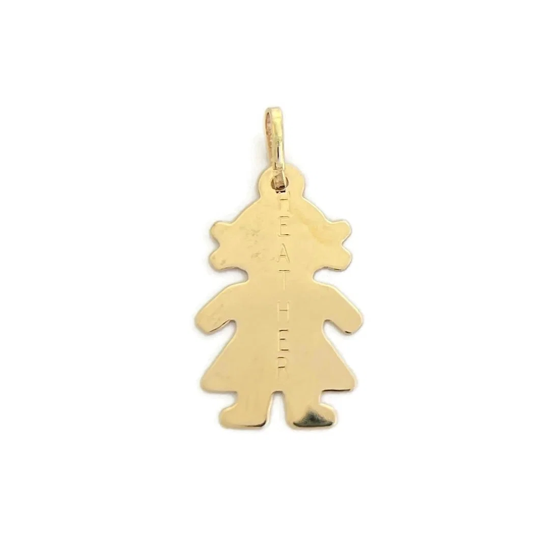 Vintage 1980's Heather Girl Name Charm Pendant 14K Yellow Gold, .51 Grams