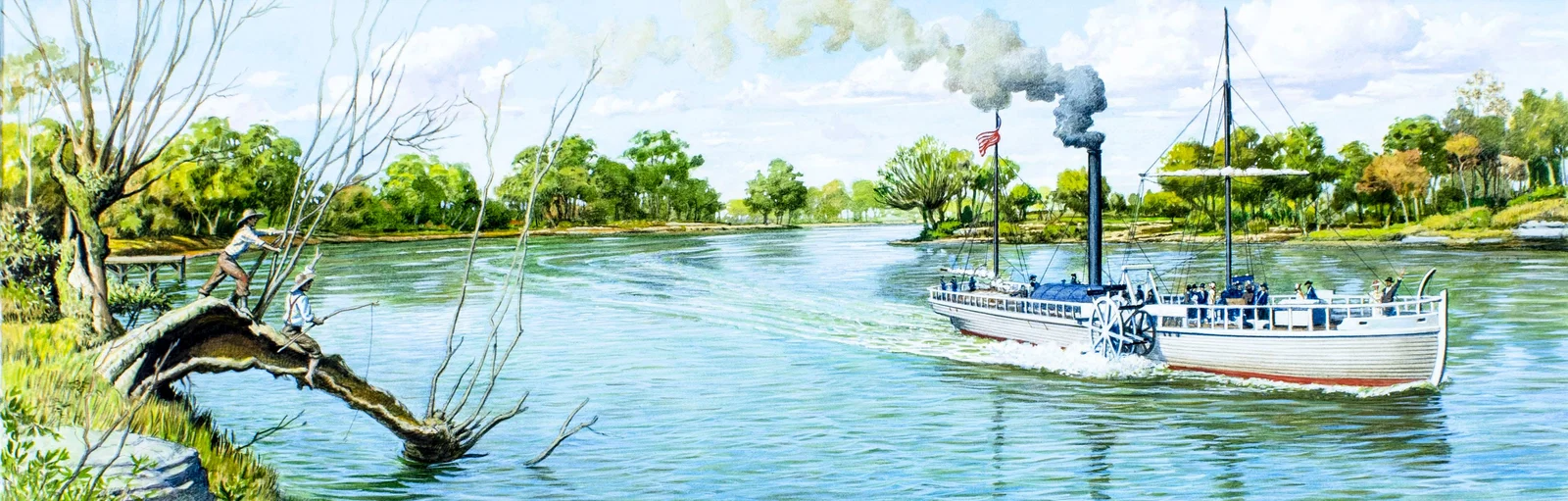 Vintage 20C American mixed media painting