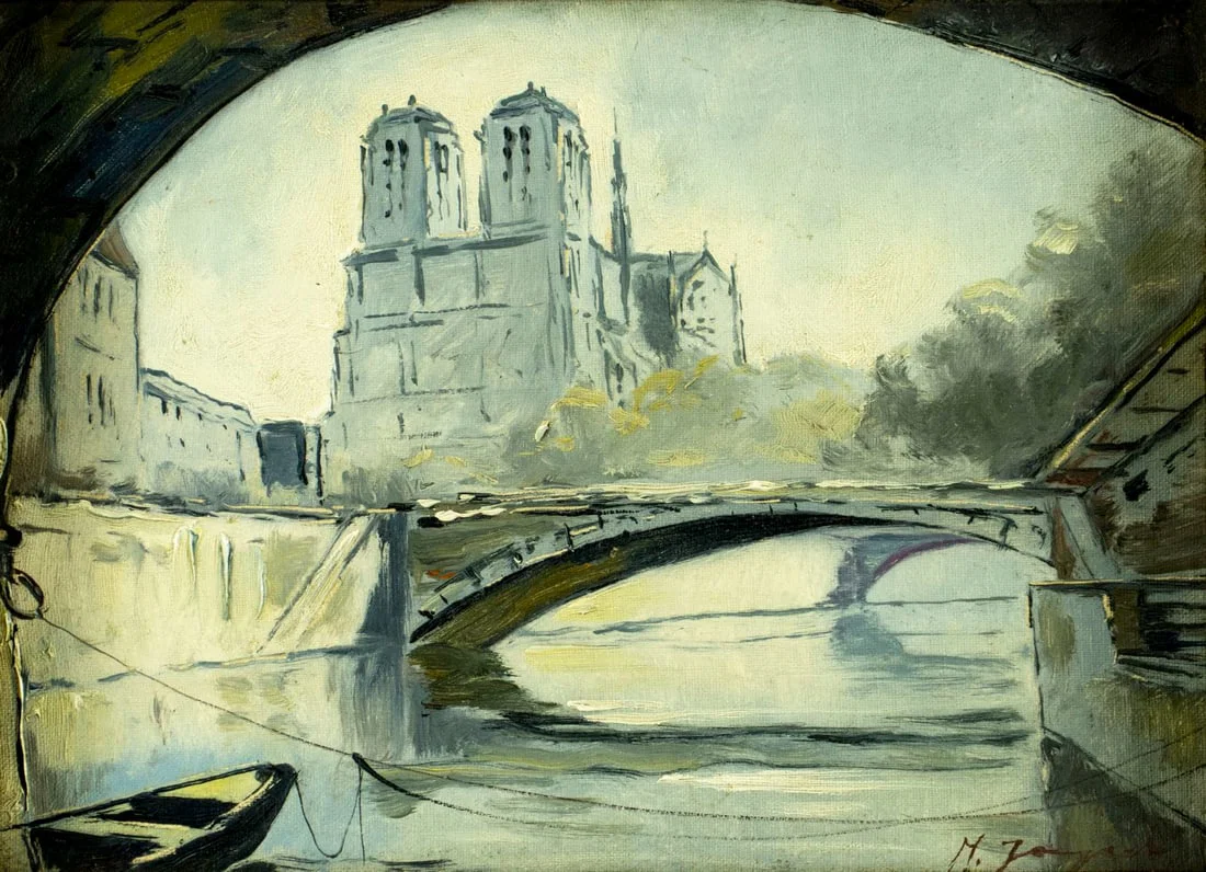 Vintage 20C French oil painting signed