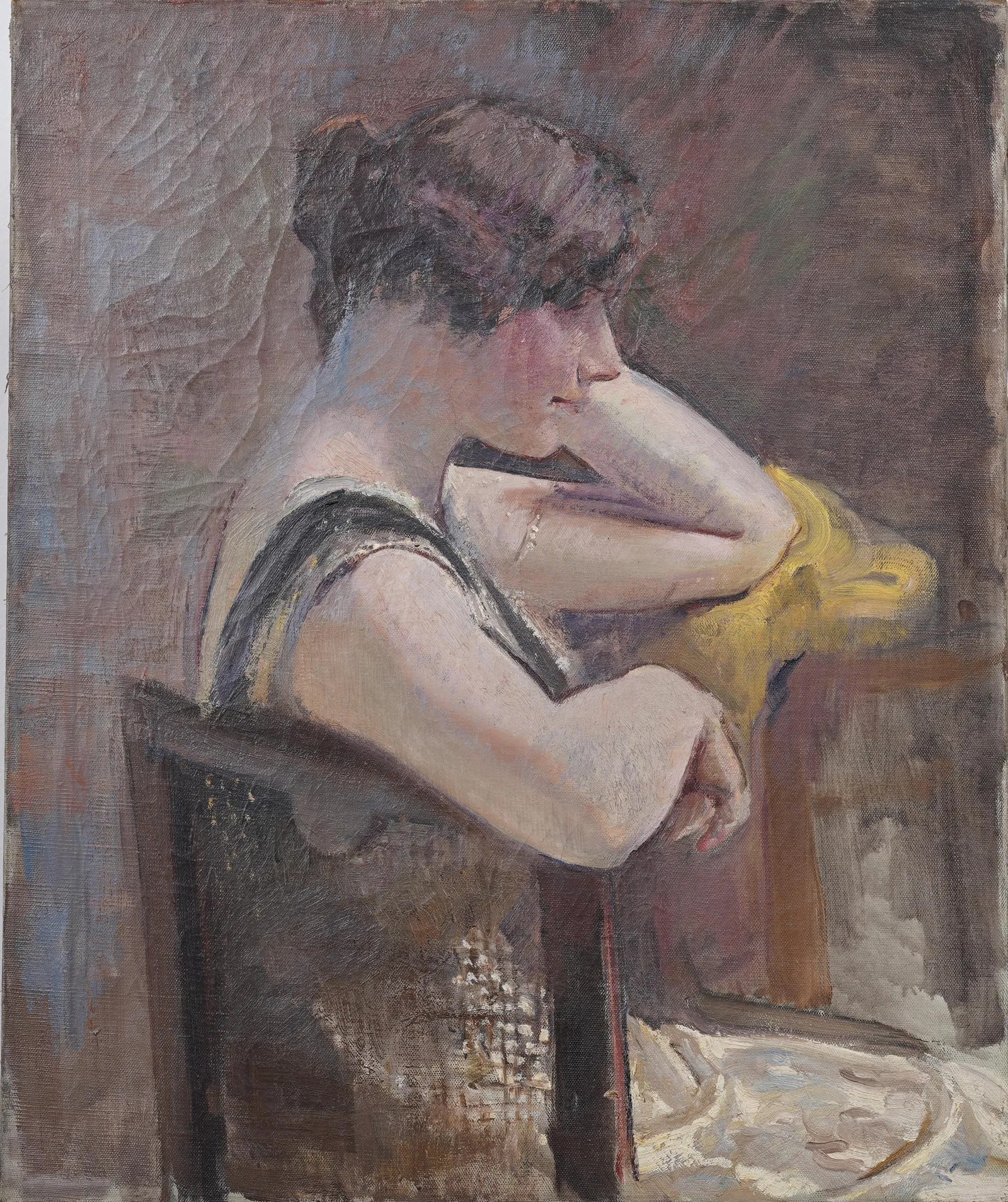 Vintage American Impressionist Young Woman Portrait Large Finely Painted Original Oil Painting