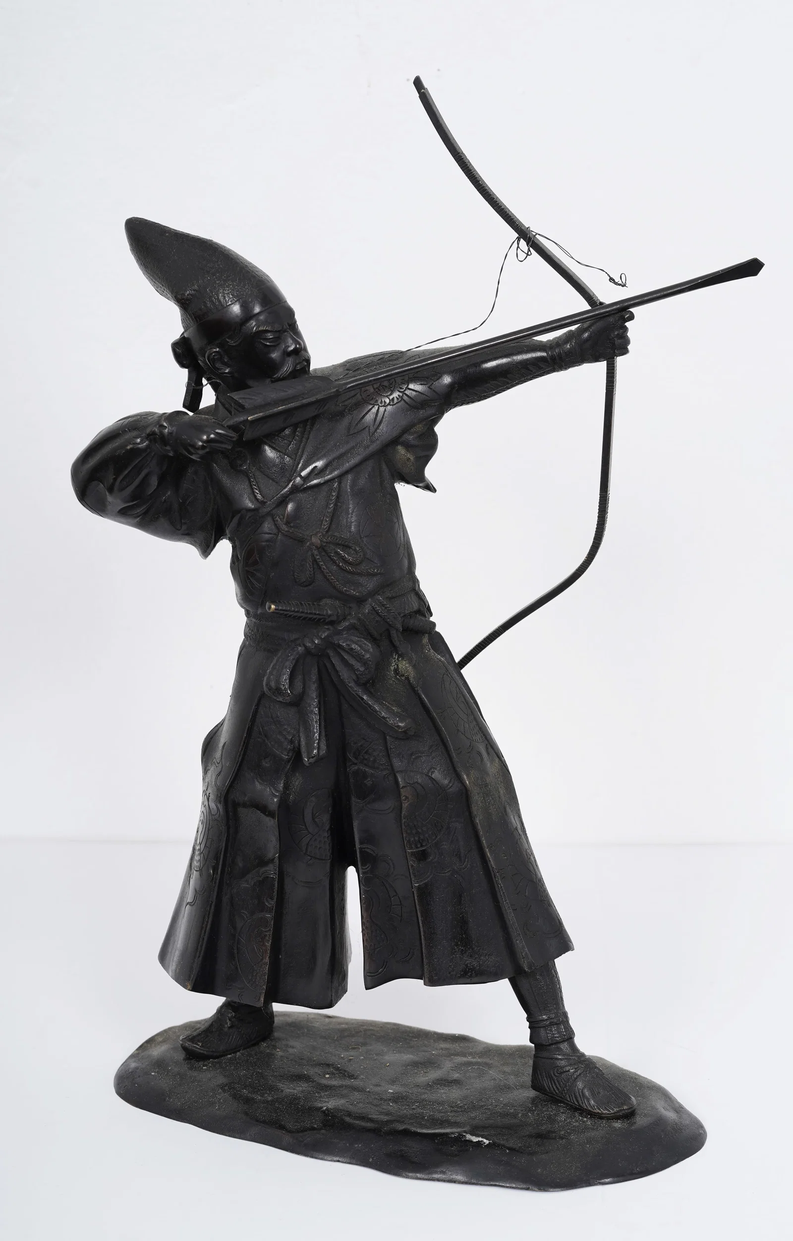 Vintage Asian Archer Army Solder Metal Sculpture