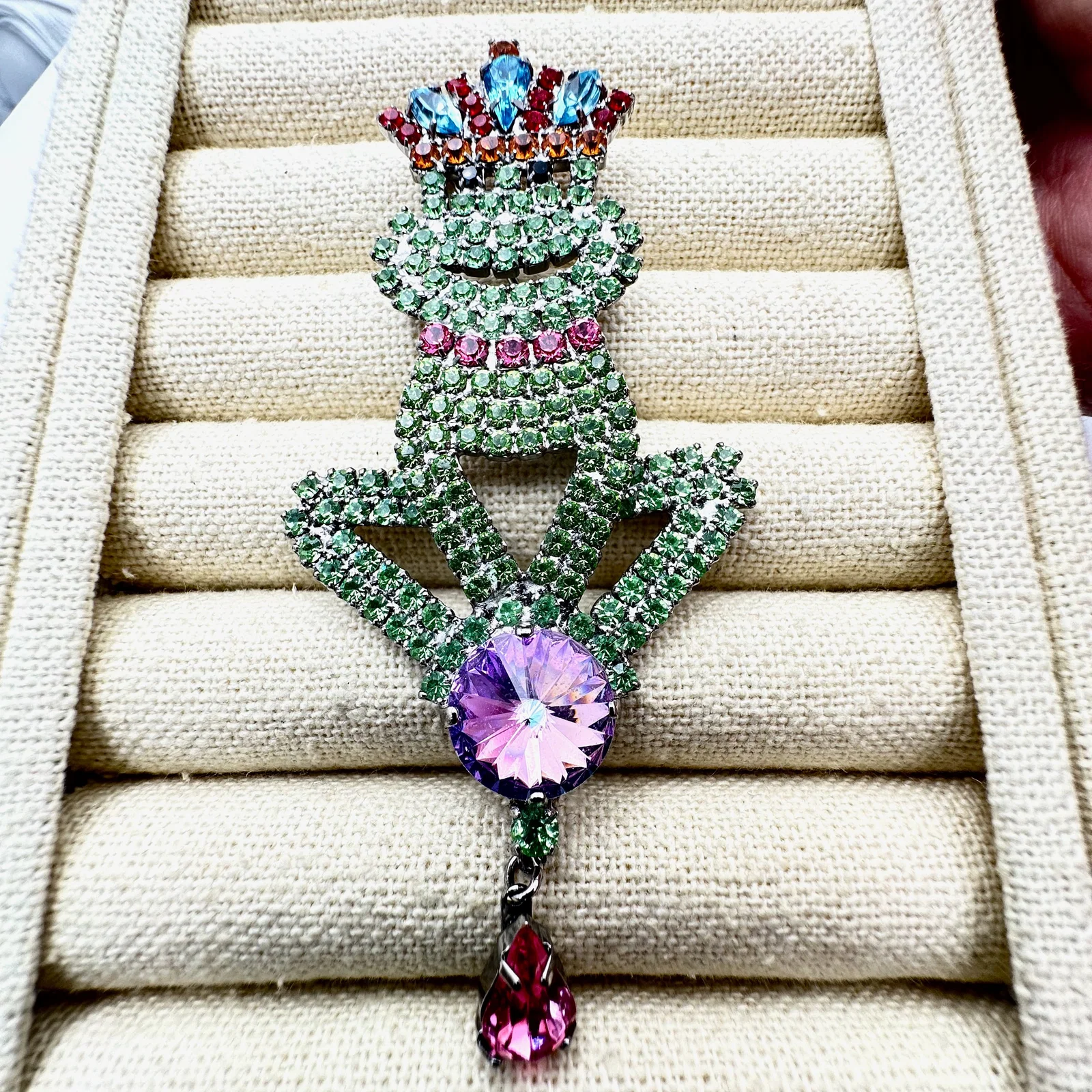 Vintage Butler and Wilson Frog Prince Rhinestone Brooch Pin 4 Inch