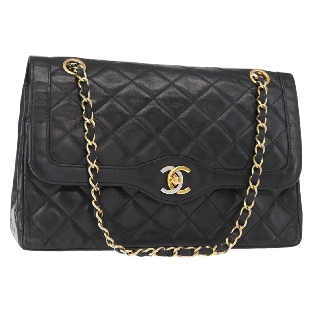 Vintage Chanel Quilted Lambskin Two Tone Flap Shoulder Bag