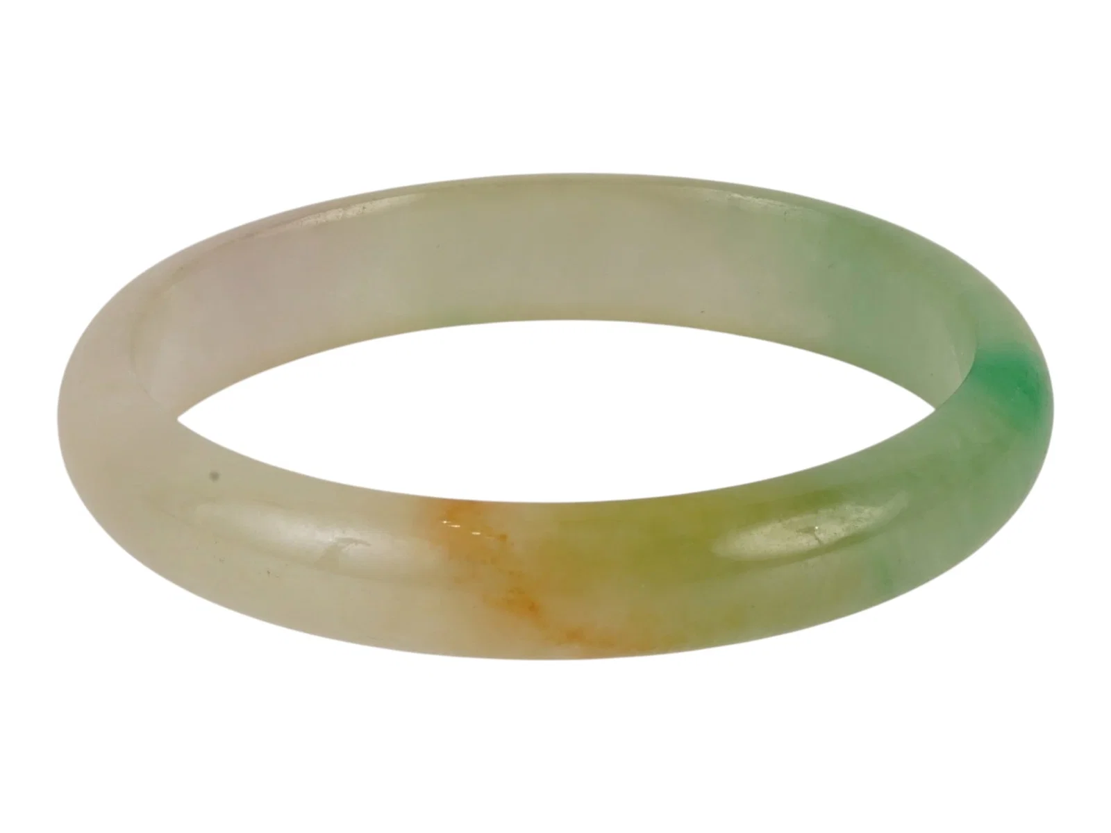 VINTAGE CHINESE CARVED GREEN JADE BANGLE BRACELET