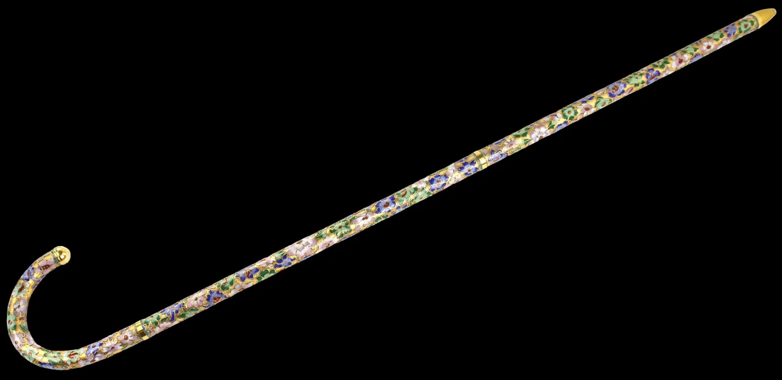 Vintage Chinese Cloisonne Enameled Walking Cane