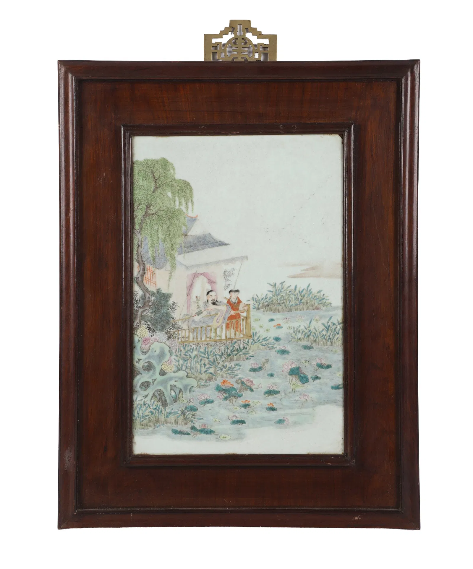 Vintage Chinese Famille Verte Porcelain Plaque.
