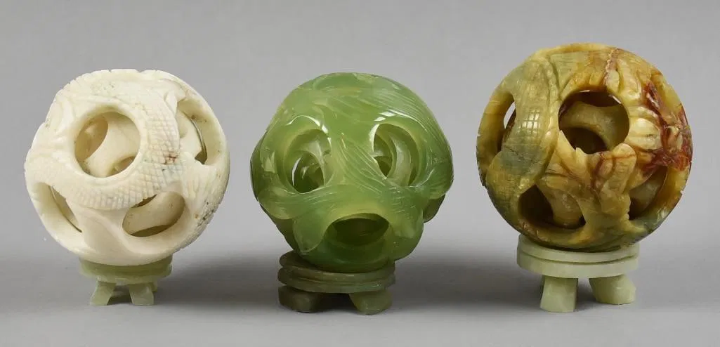 Vintage Chinese Jade Puzzle Ball Assortment