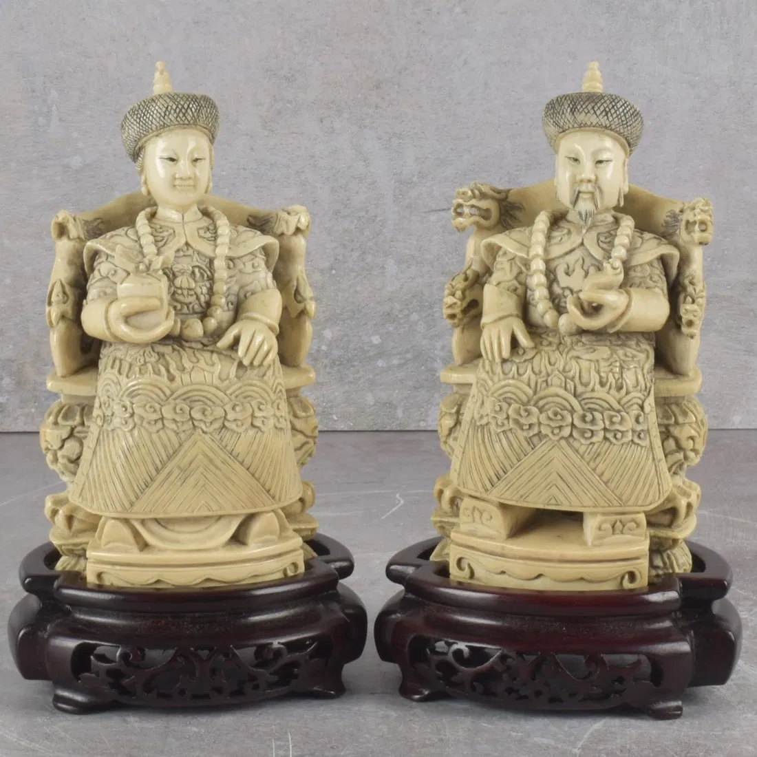 Vintage Chinese Seated Emperor and Empress