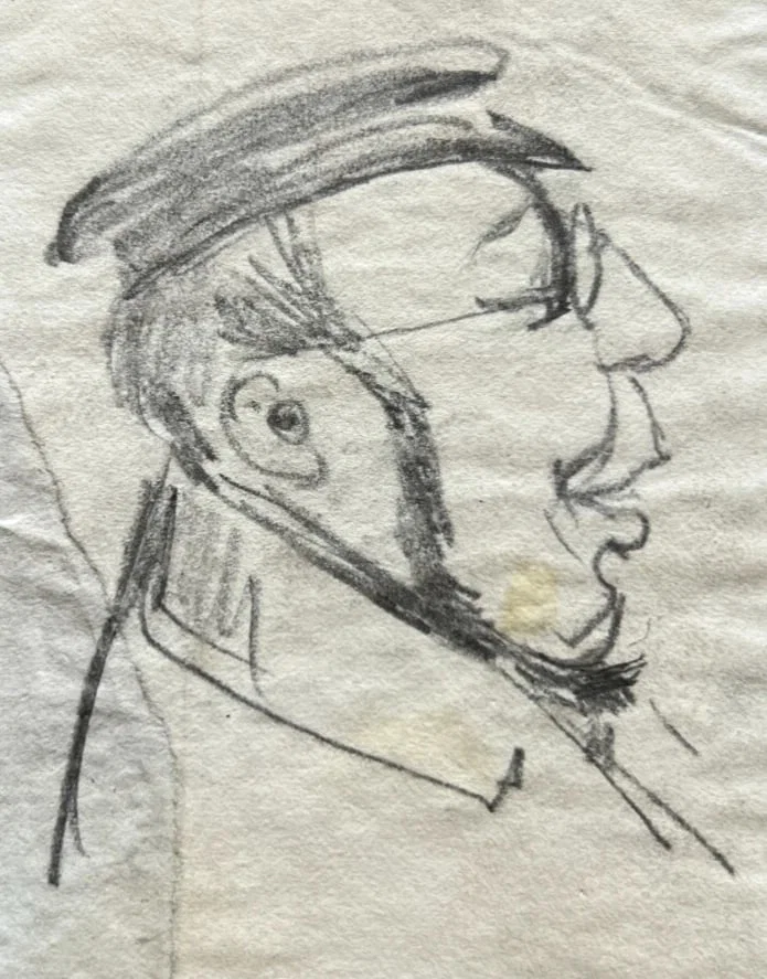 Vintage Drawing Original Man, Portrait, People Sketch Academic Artwork