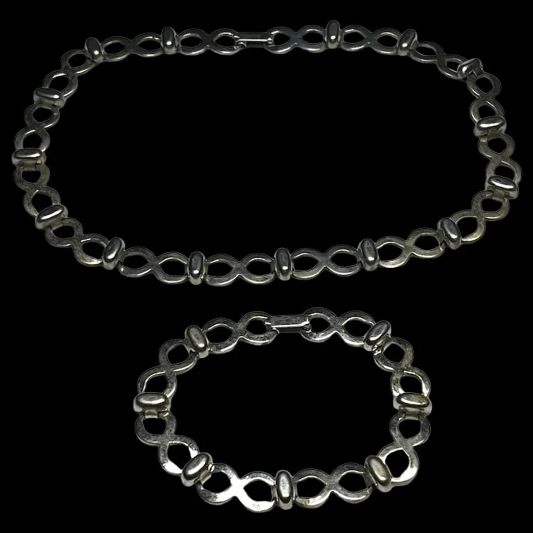 Vintage Dufoe Figure Eight, Eternity, Necklace and Bracelet Set