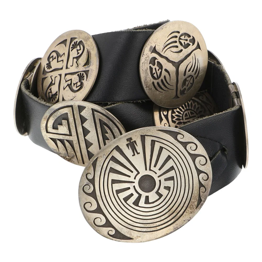 Vintage Early Hopi Overlay Masterpiece Craftmanship Sterling Silver Concho Belt