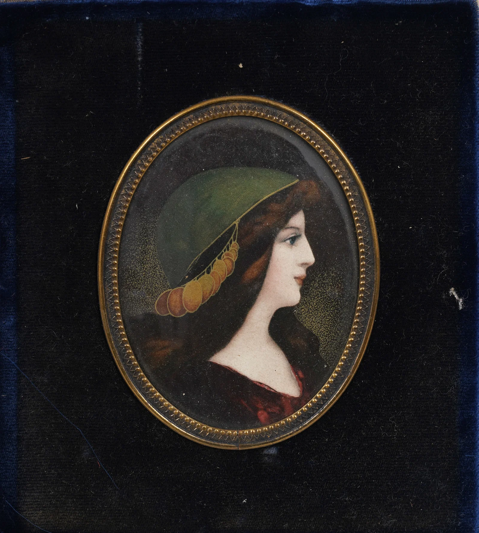 Vintage European Signed Miniature Woman Portrait Framed Original Painting