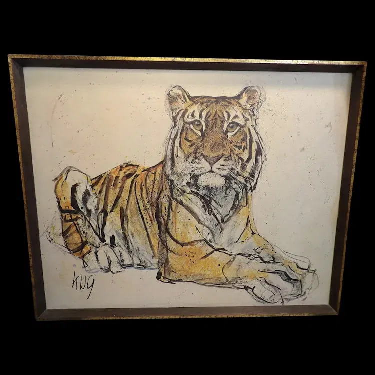 Vintage Fritz Hug Resting Tiger Framed Print