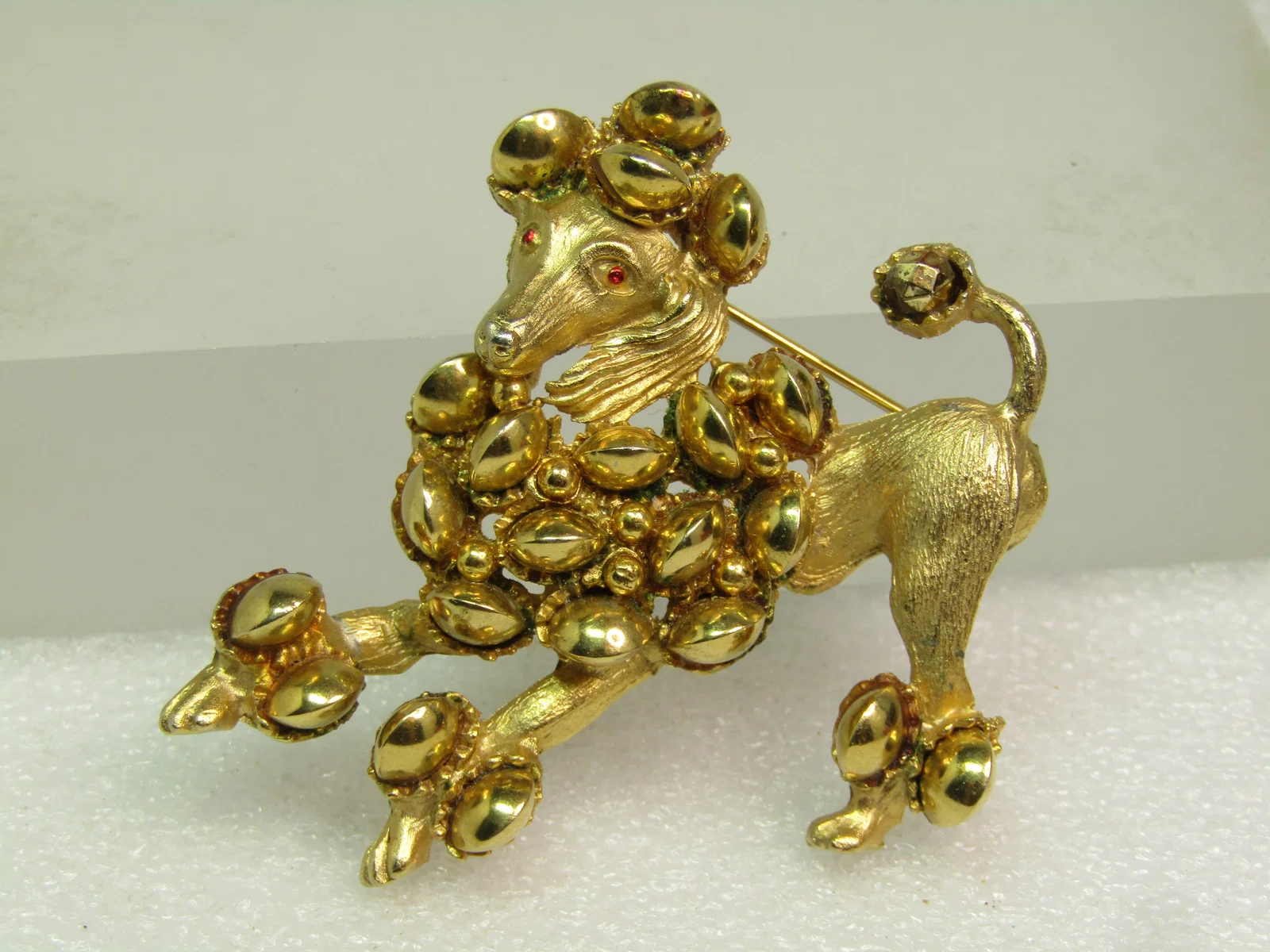 Vintage Gold Tone Poodle Brooch, Signed HAR 1950's,