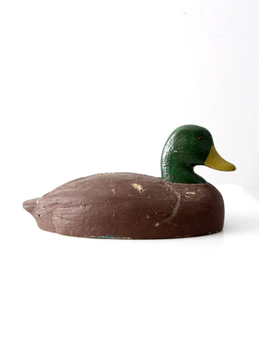 Vintage Hand-Painted Cork Wood Mallard Duck Decoy 7.75"