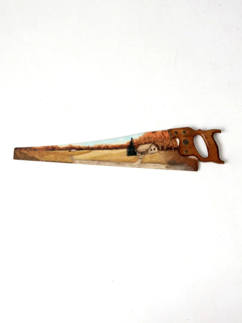Vintage Hand Saw Folk Art by L Woodruff 29.75 Inch