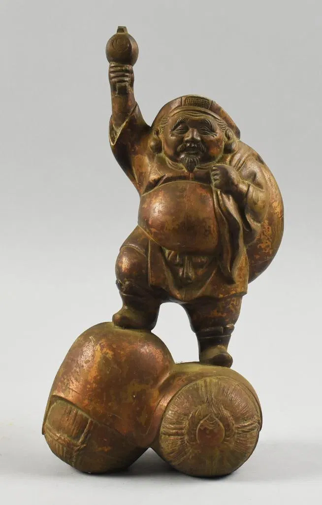 Vintage Japanese Cast Brass Daikokuten Sculpture