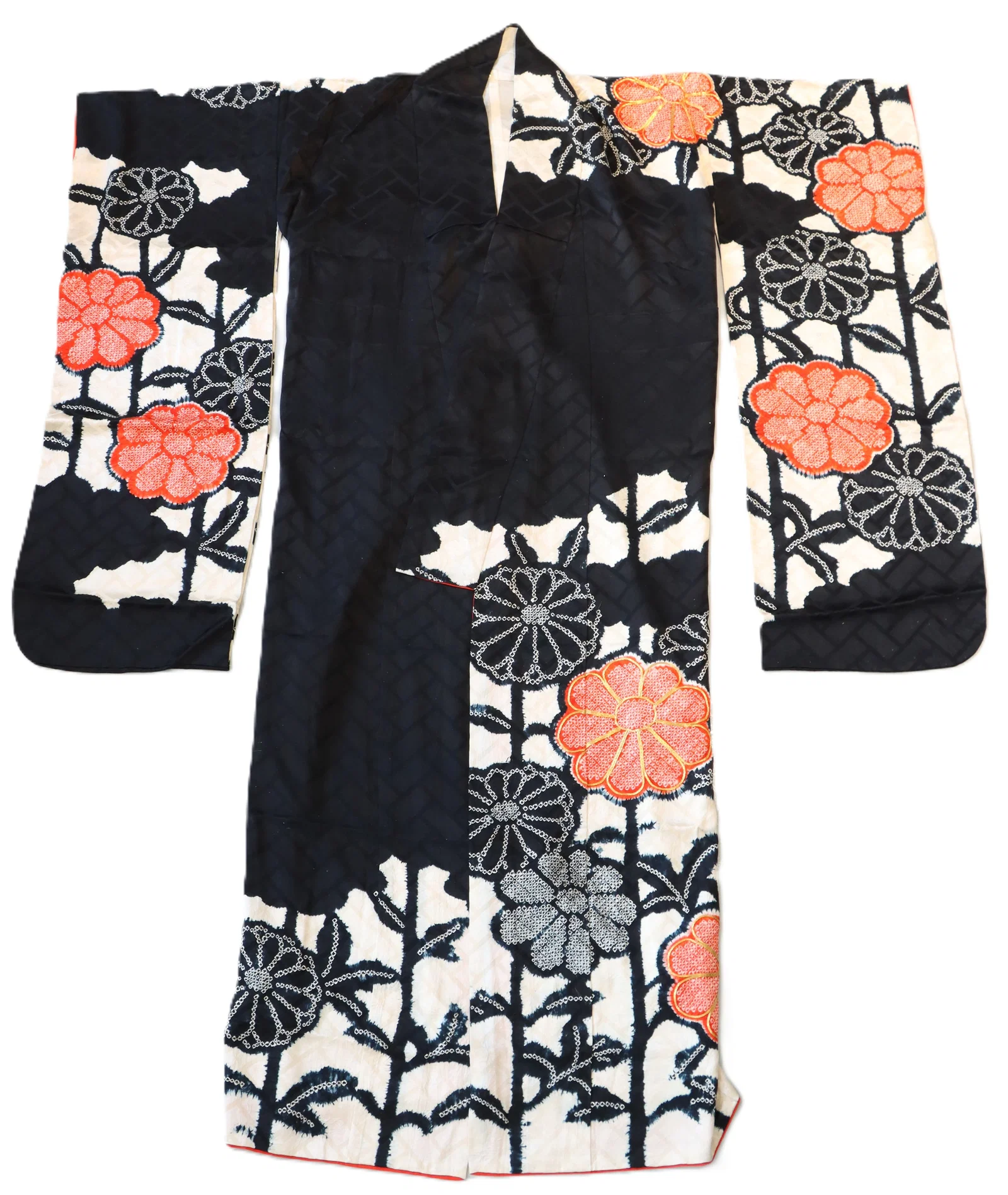 Vintage Japanese Embroidered Silk Kimono