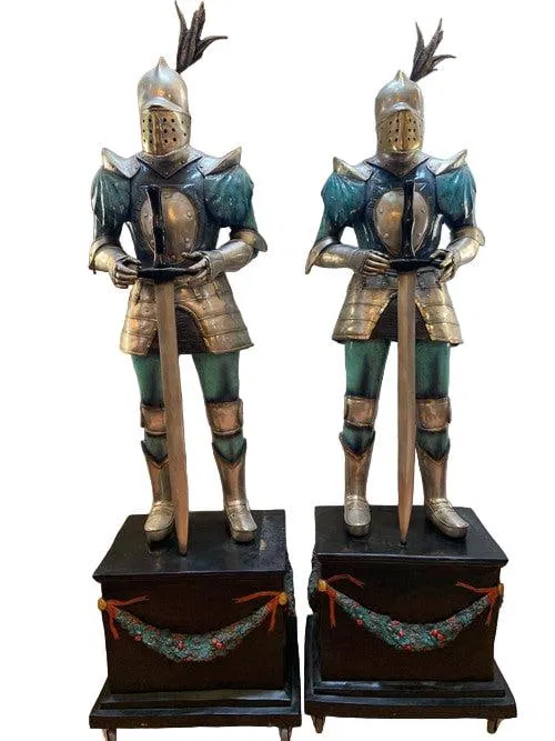 Vintage Life-Size Medieval Bronze Knight Statues ? Pair