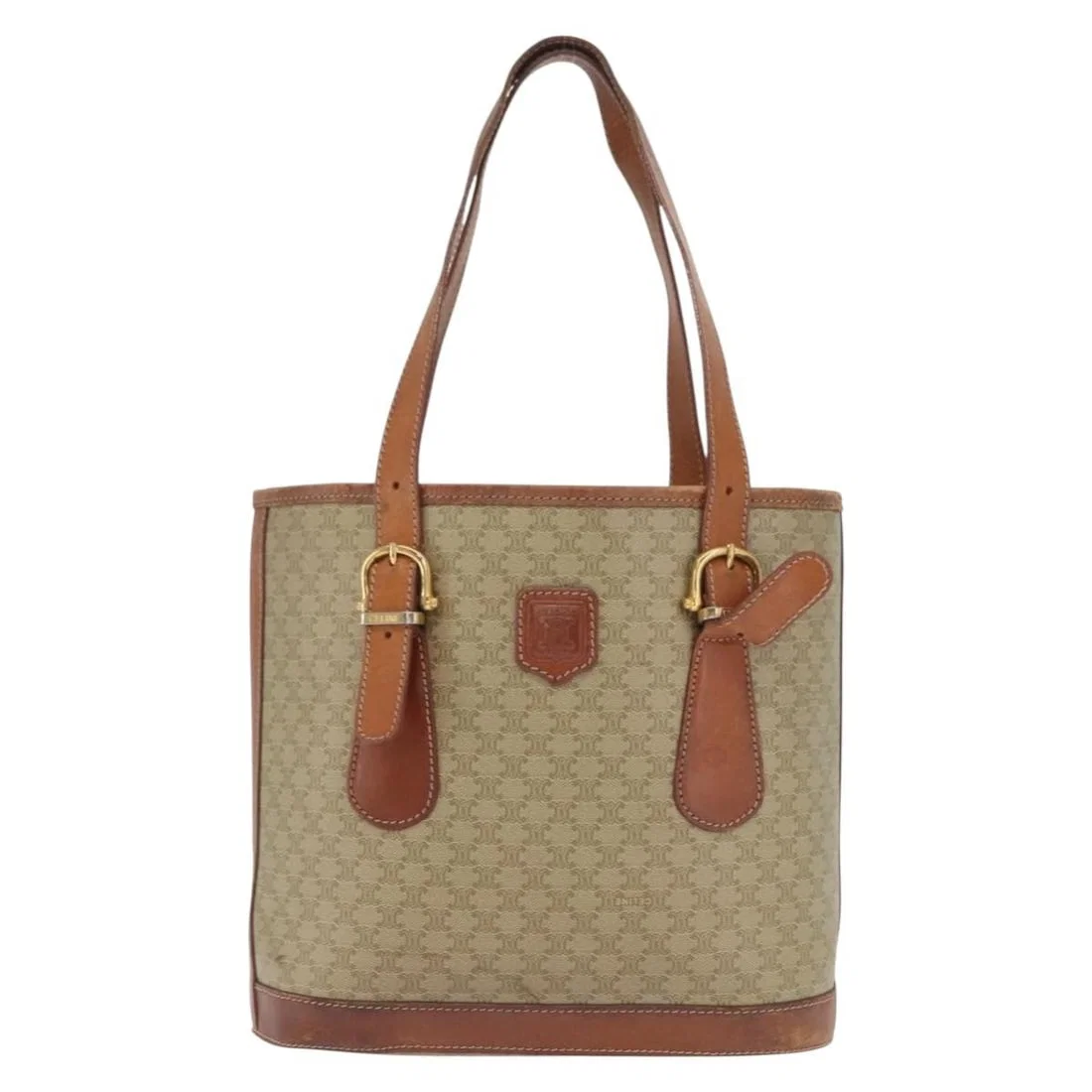 Vintage Macadam Canvas and Leather Tote Bag by Celine