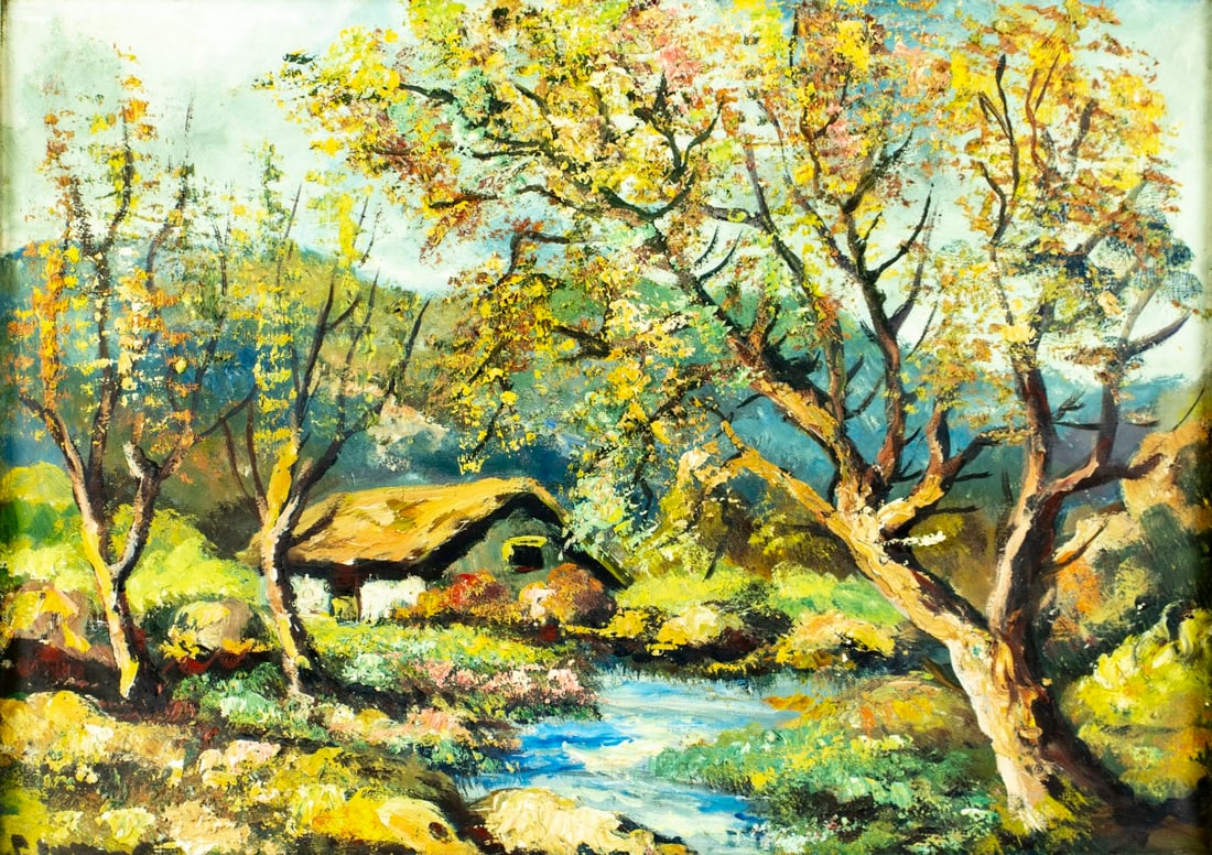 Vintage mid 20C American oil painting signed