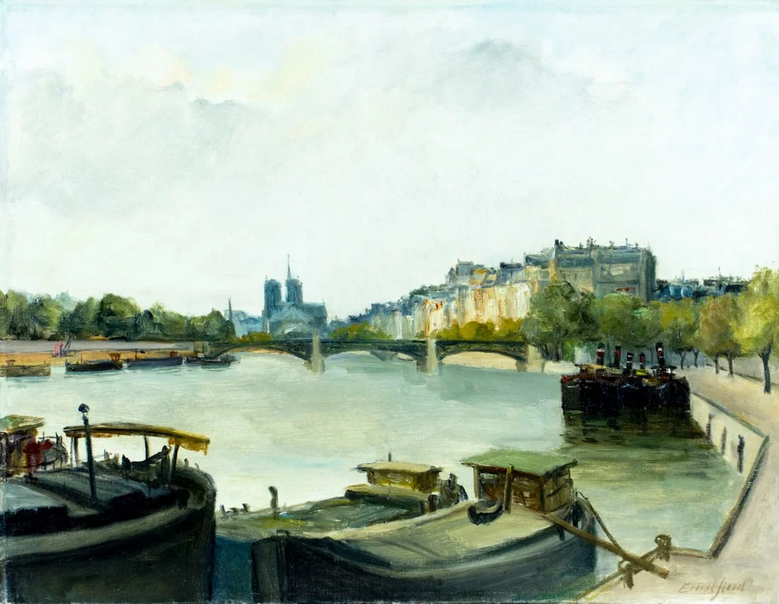 Vintage mid 20C French oil painting signed