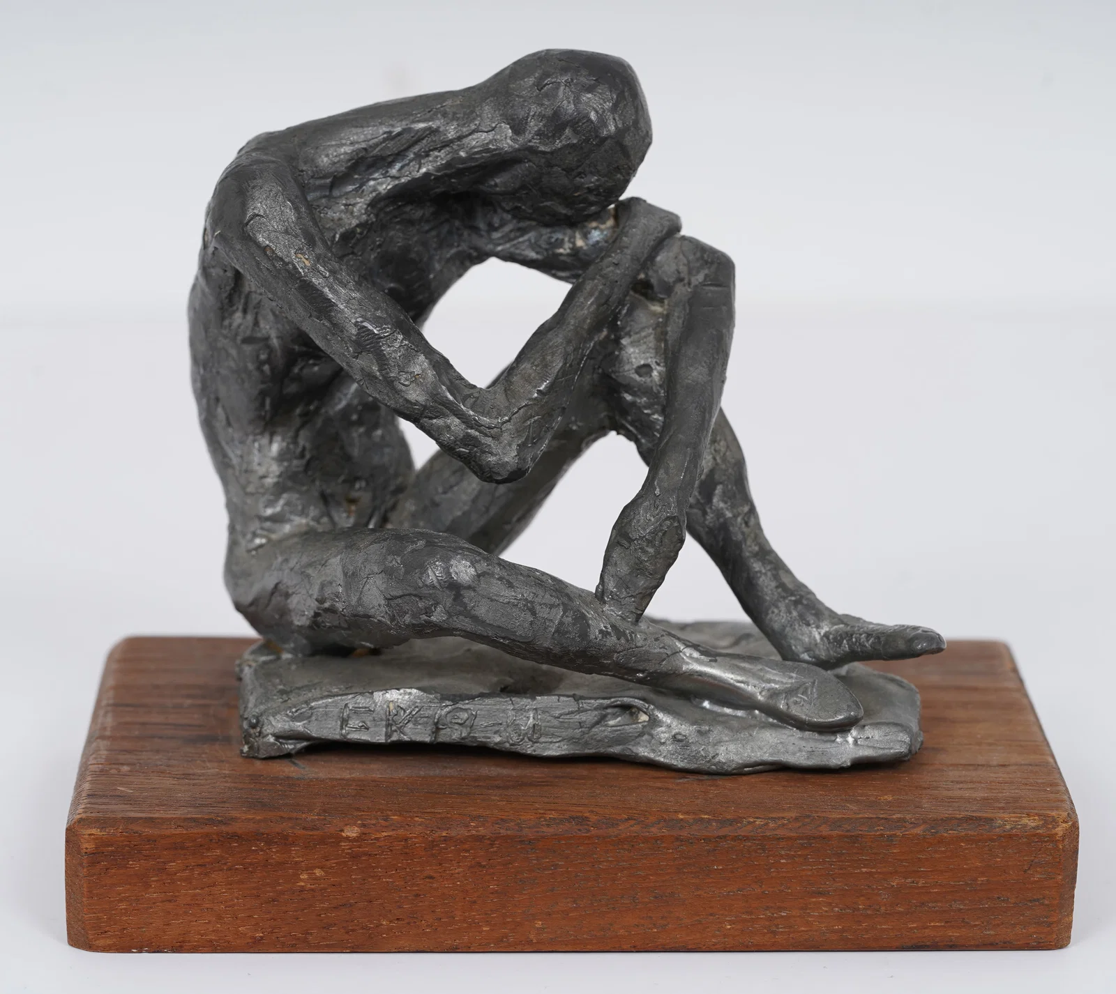 Vintage Monogrammed and Dated American School Expressionist Male Nude Bronze Sculpture Male Nude