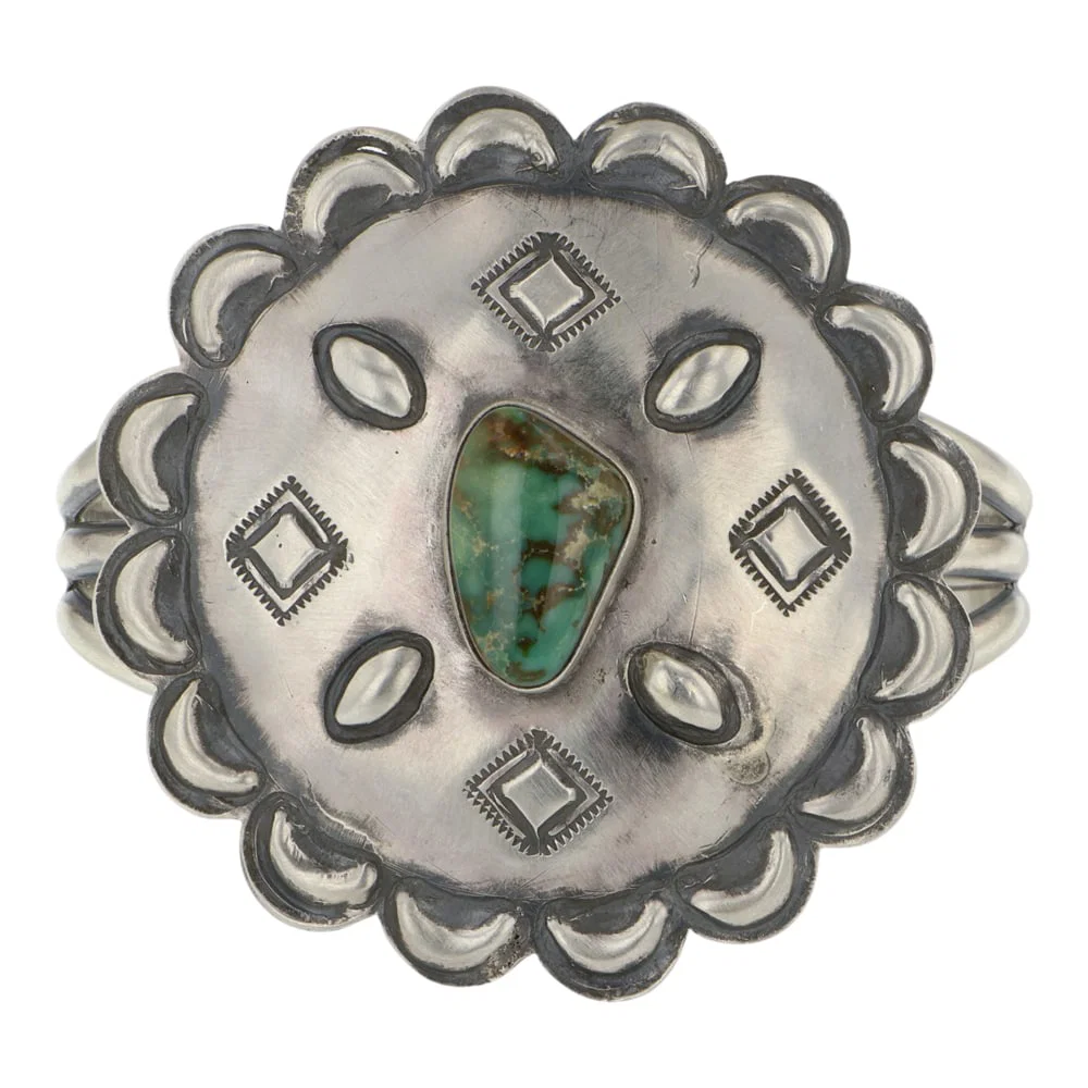 Vintage Navajo Fox Turquoise Bump out Cuff Bracelet