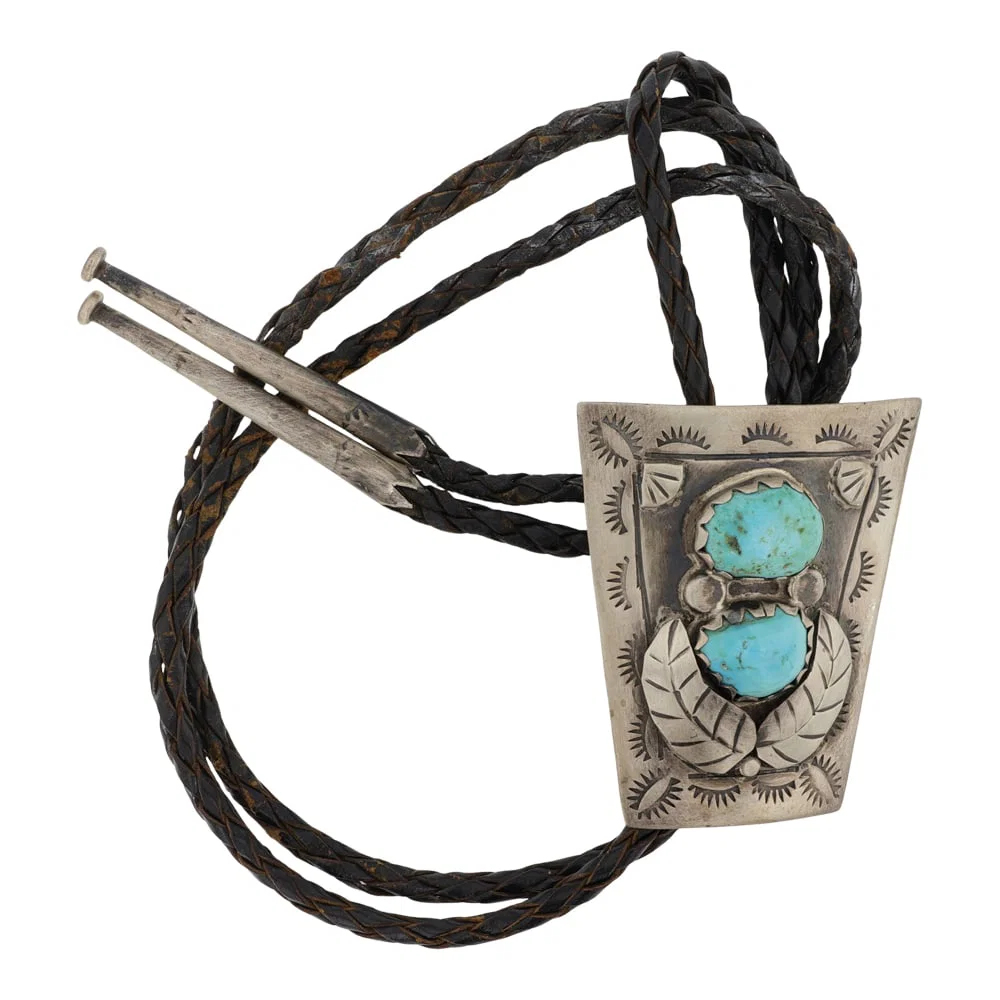 Vintage Navajo Kingman Turquoise Bolo Tie