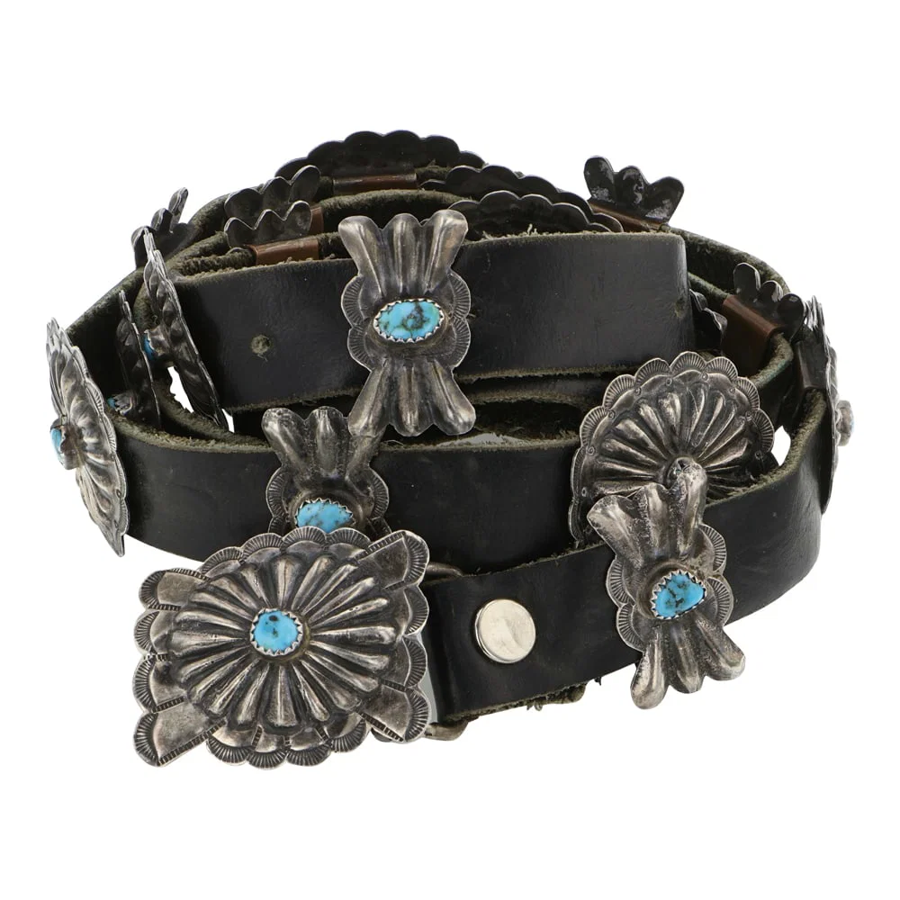 Vintage Navajo Kingman Turquoise Concho Belt