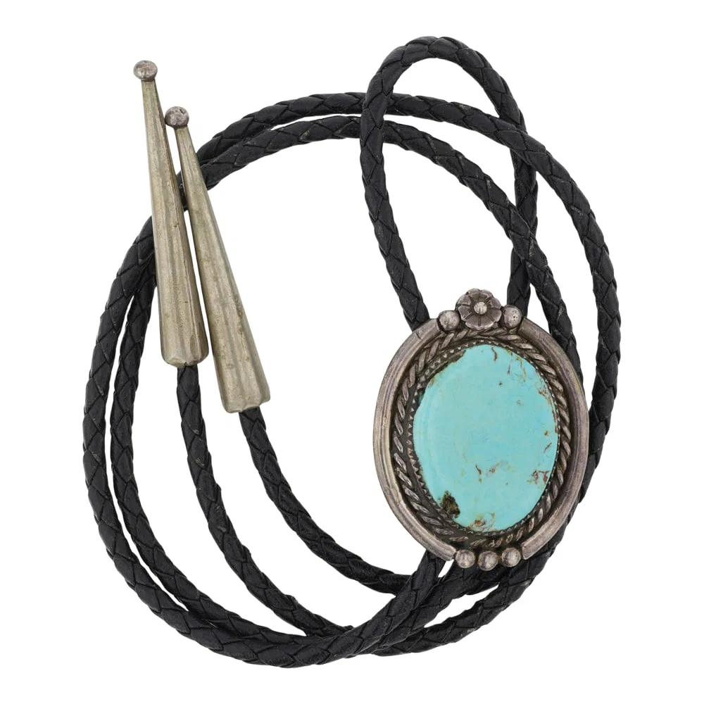 Vintage Navajo Nevada Turquoise Bolo Tie