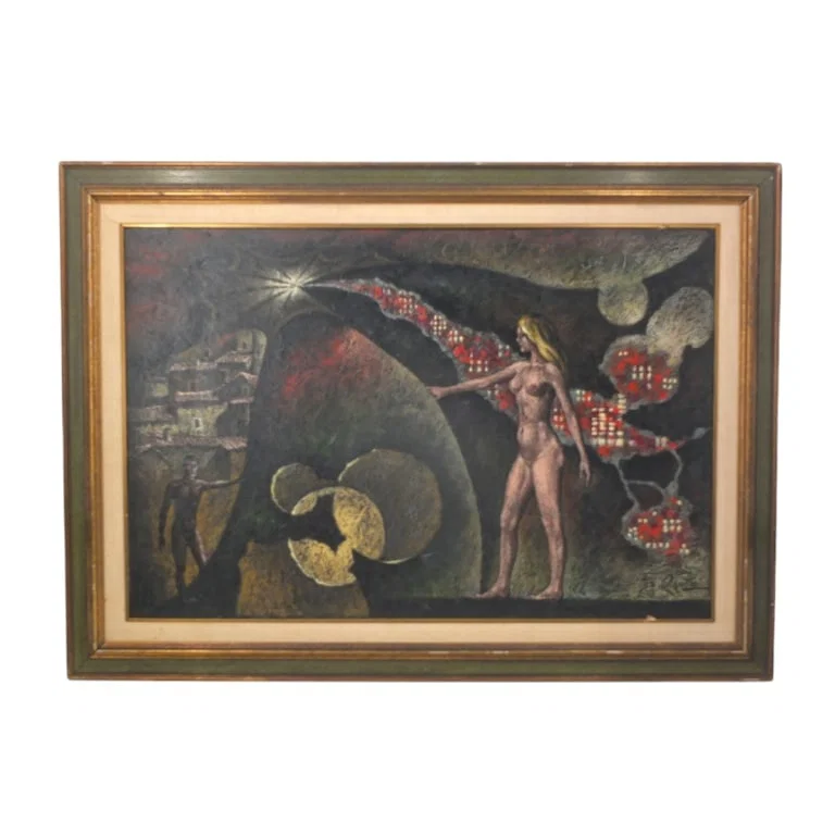 Vintage Oil on Canvas, Surrealist Composition