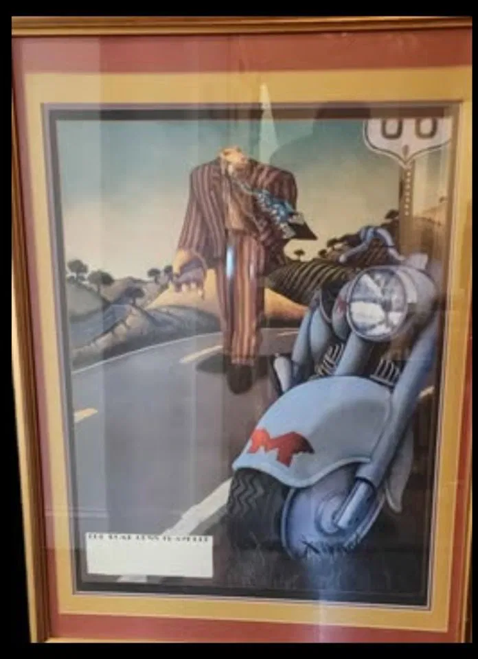 Vintage poster "The Road Less Traveled" by Markus Pierson. Rare 1993 Promo poster for One Man Show.