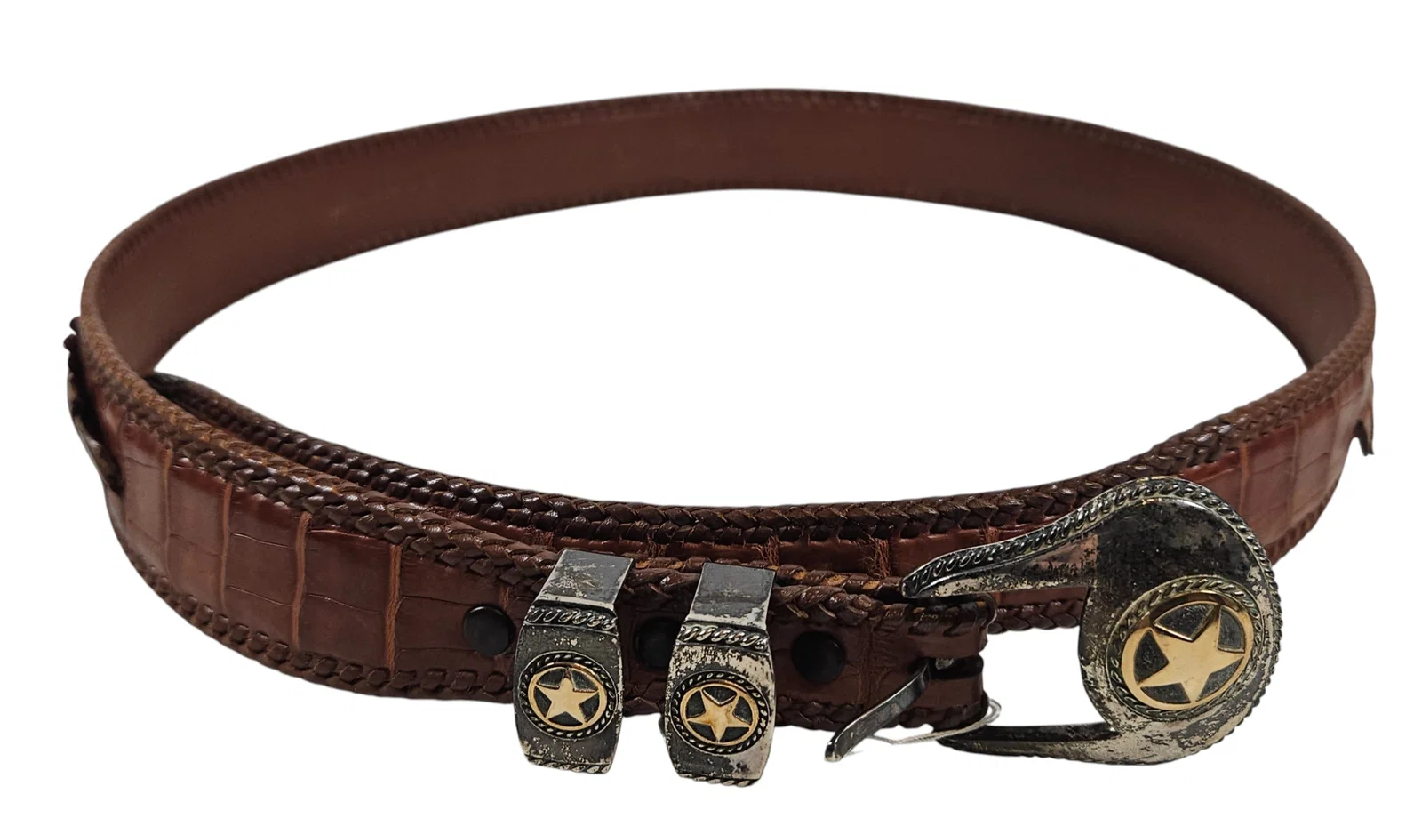 Vintage RDM Sterling Silver & 14k Yellow Gold Buckle with JW Cooper Alligator Belt