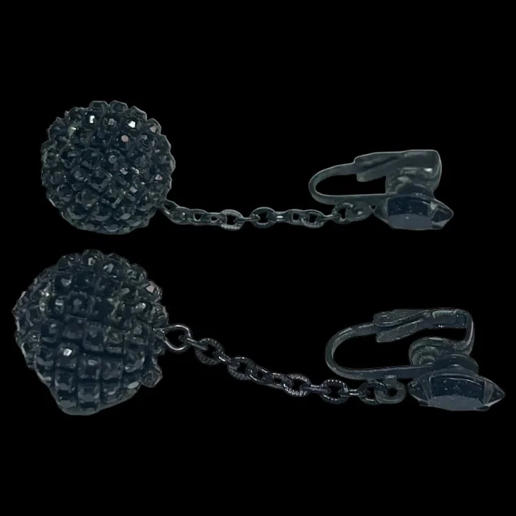Vintage Rhinestone Sputnik Style Ball Clip-On Statement Earrings