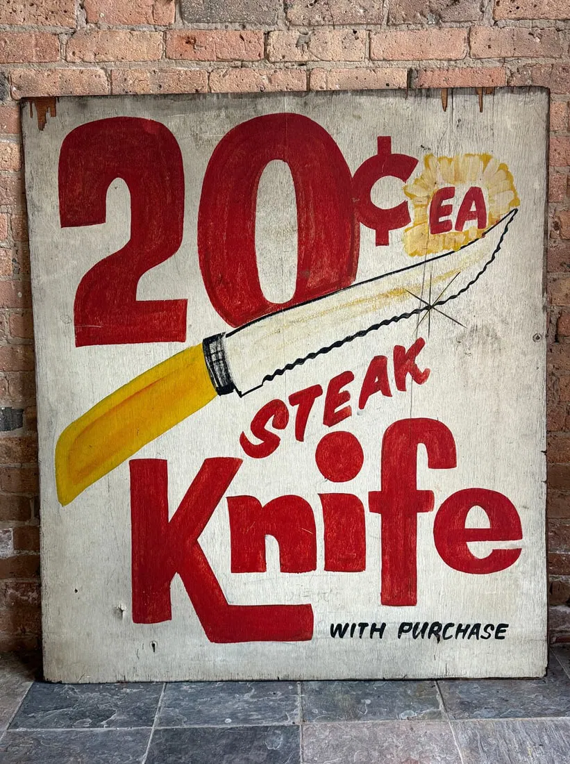 Vintage Steak Knife Advertising Sign
