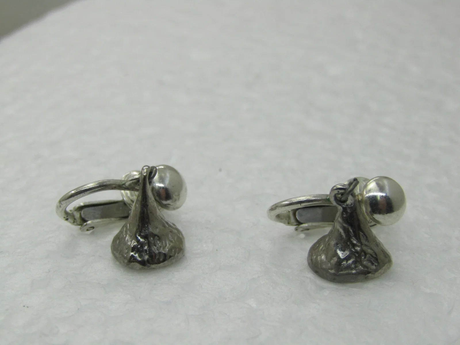 Vintage Sterling Silver Hershey Kiss Earrings, Screw Back, 1"