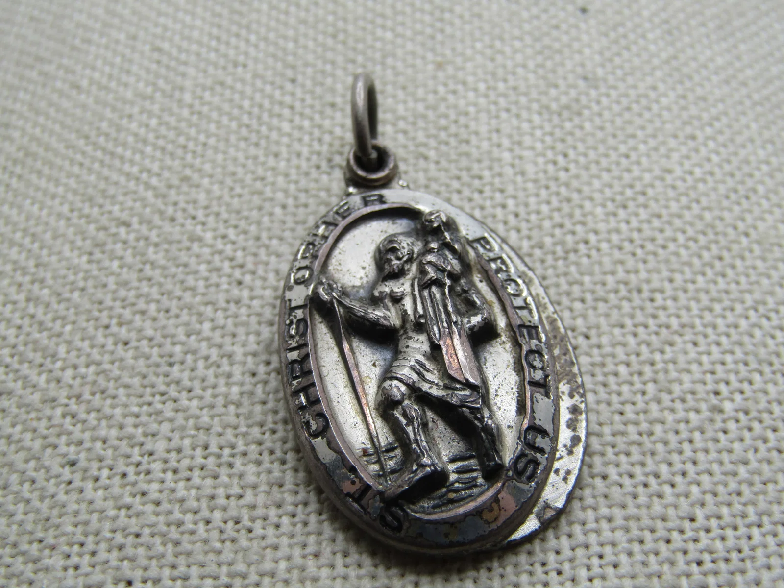 Vintage Sterling St. Christopher Medal, Signed M. DeJean, Slide Back, Engraved , 1973