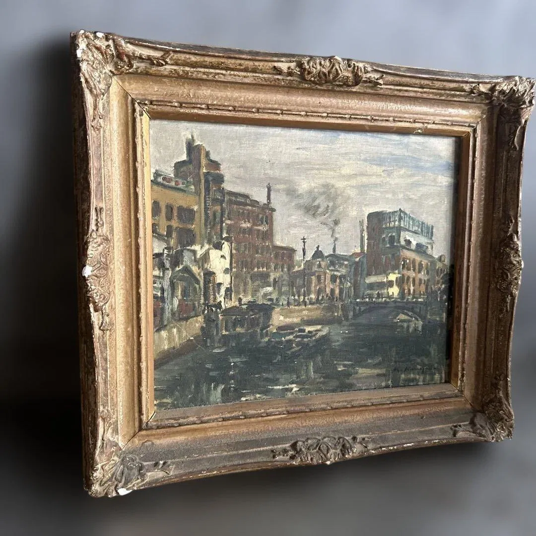 Vintage Style Cityscape Oil Painting