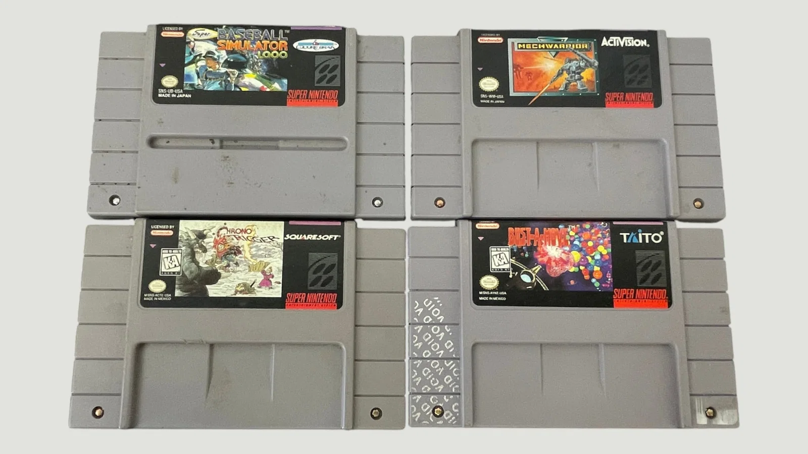 Vintage Super Nintendo SNES Game Cartridges