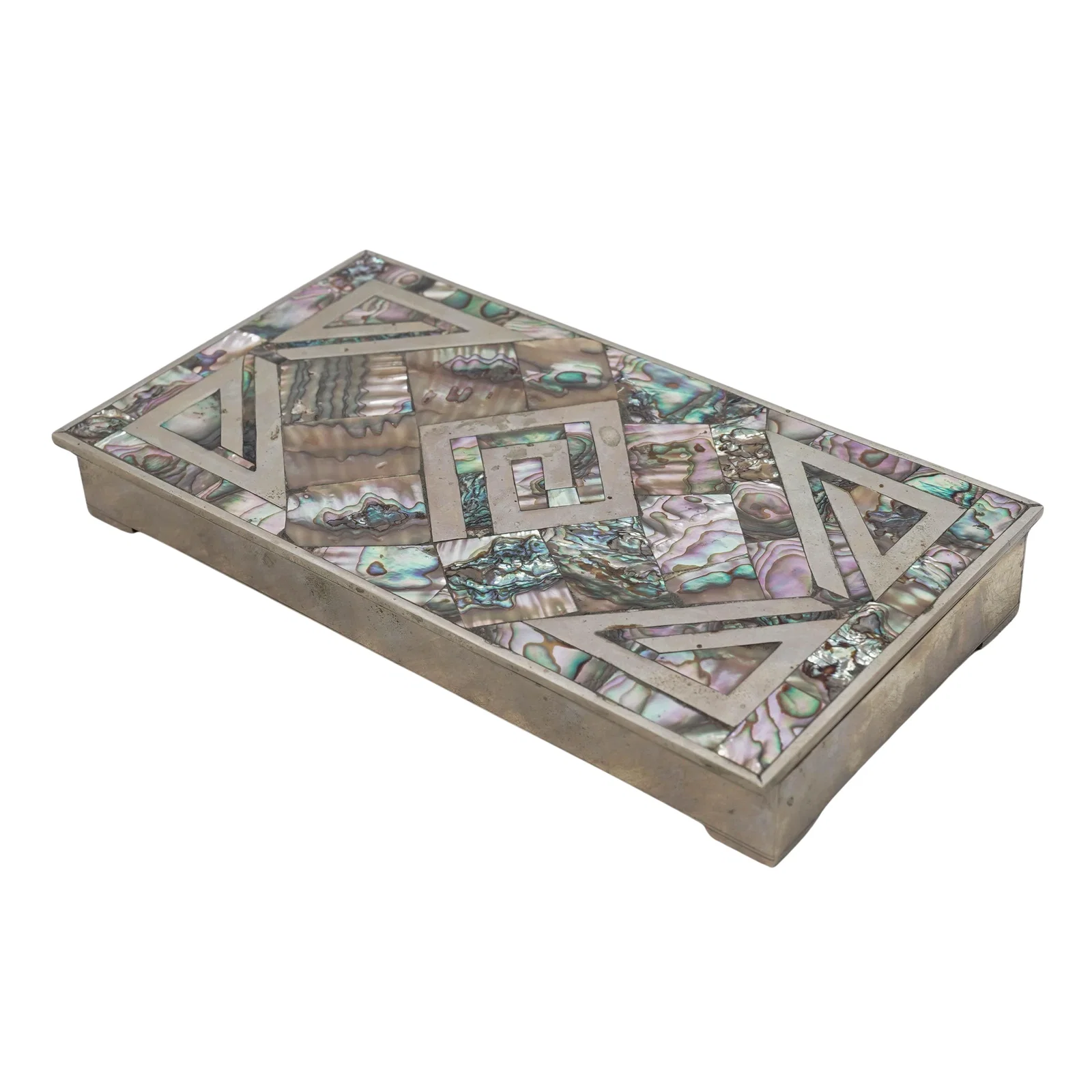 Vintage Taxco Silver, Abalone & Mother Of Pearl Trinket Box