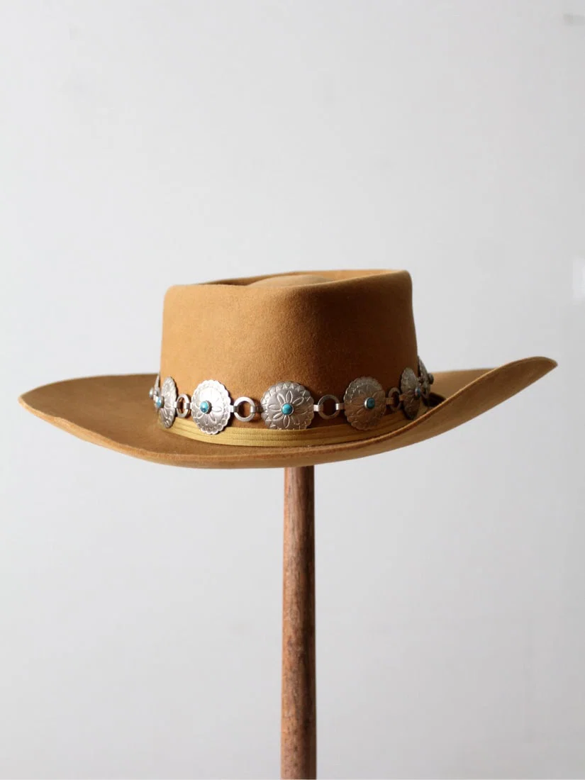 Vintage Westchester Honey-Brown Western Cowboy Hat with Concho Band
