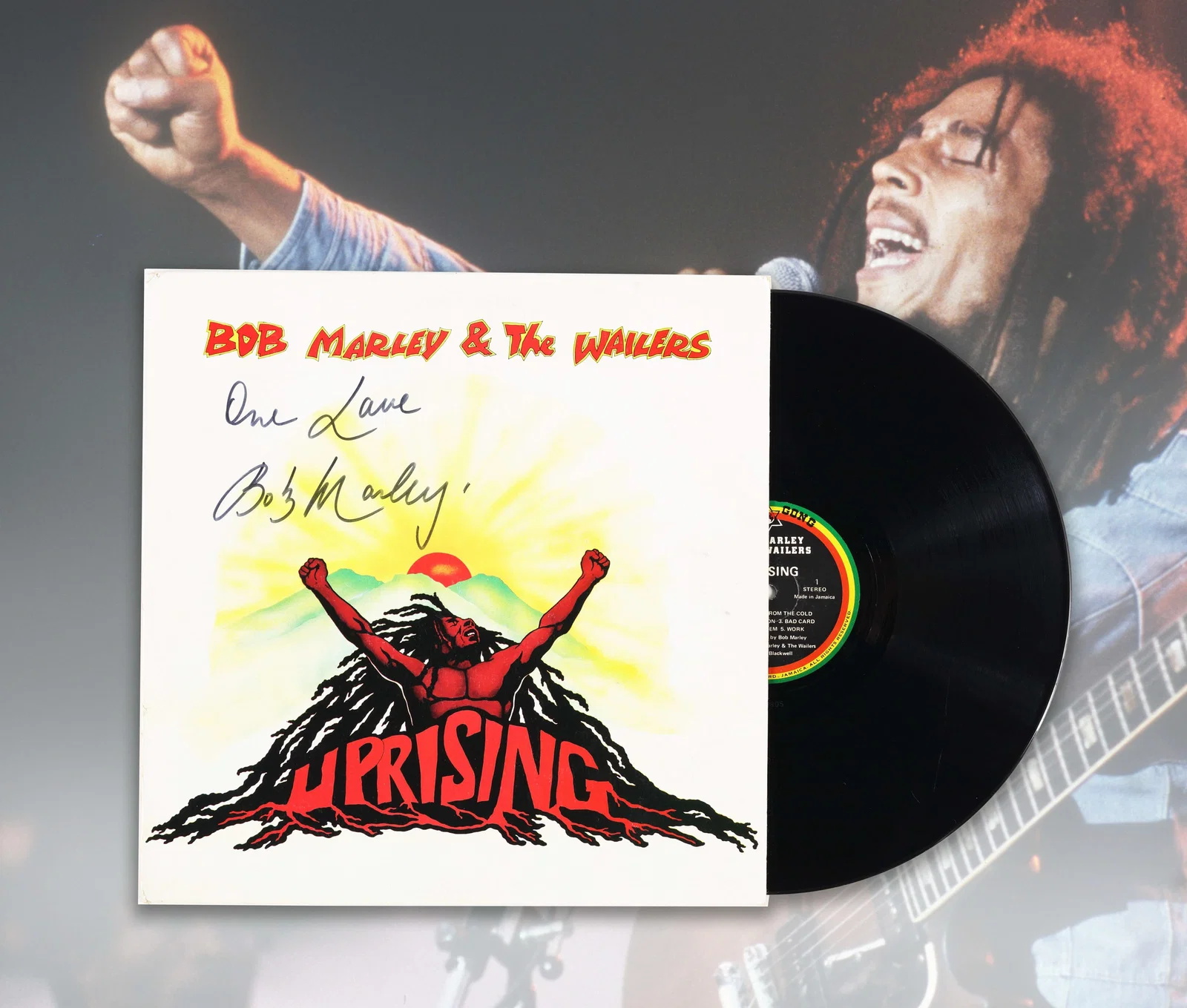 VINYL RECORD "UPRISING" BEARING SIGNATURE ATTRIBUTED TO BOB MARLEY