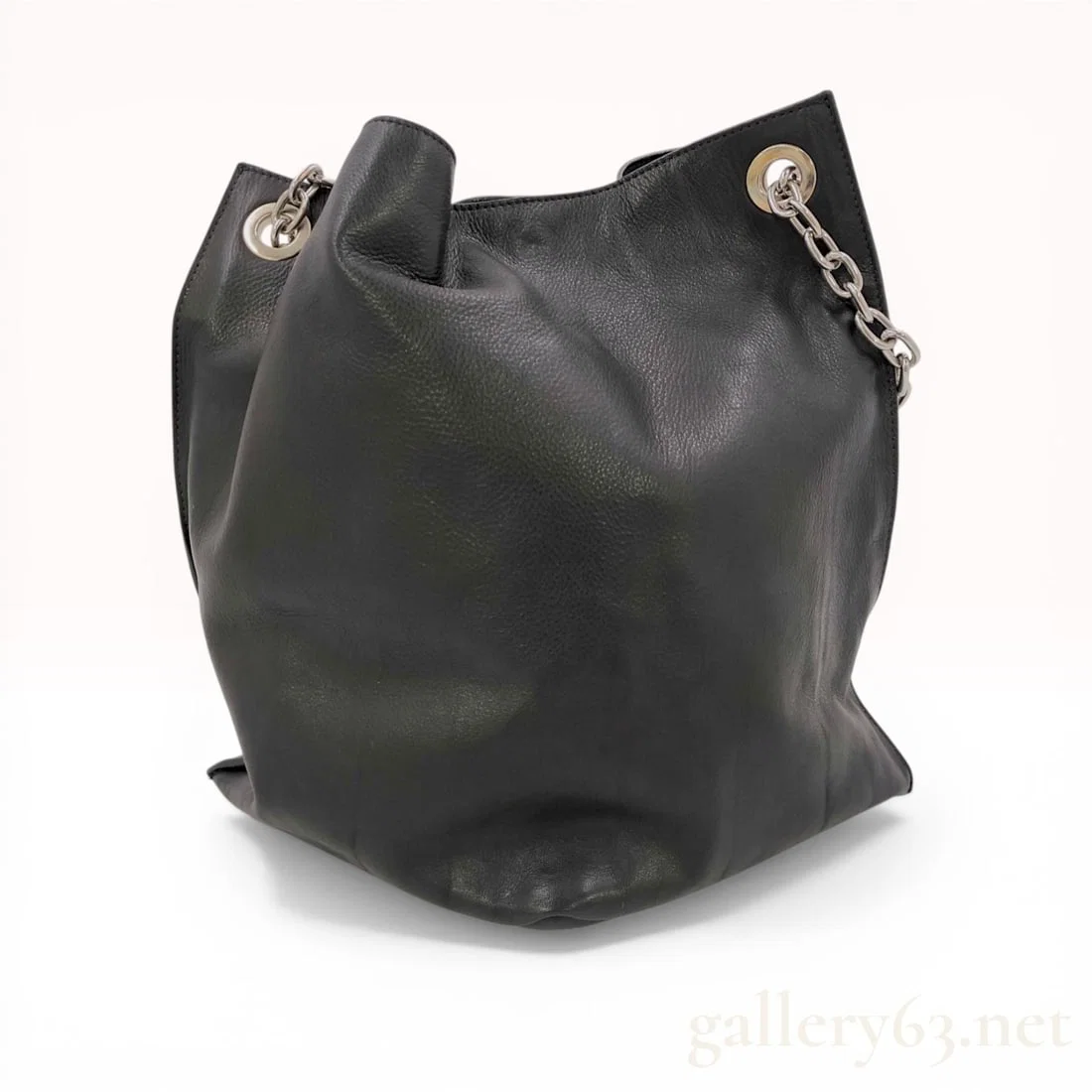 Vivienne Westwood Anglomania Black Grained Leather Slouchy Shoulder Bag