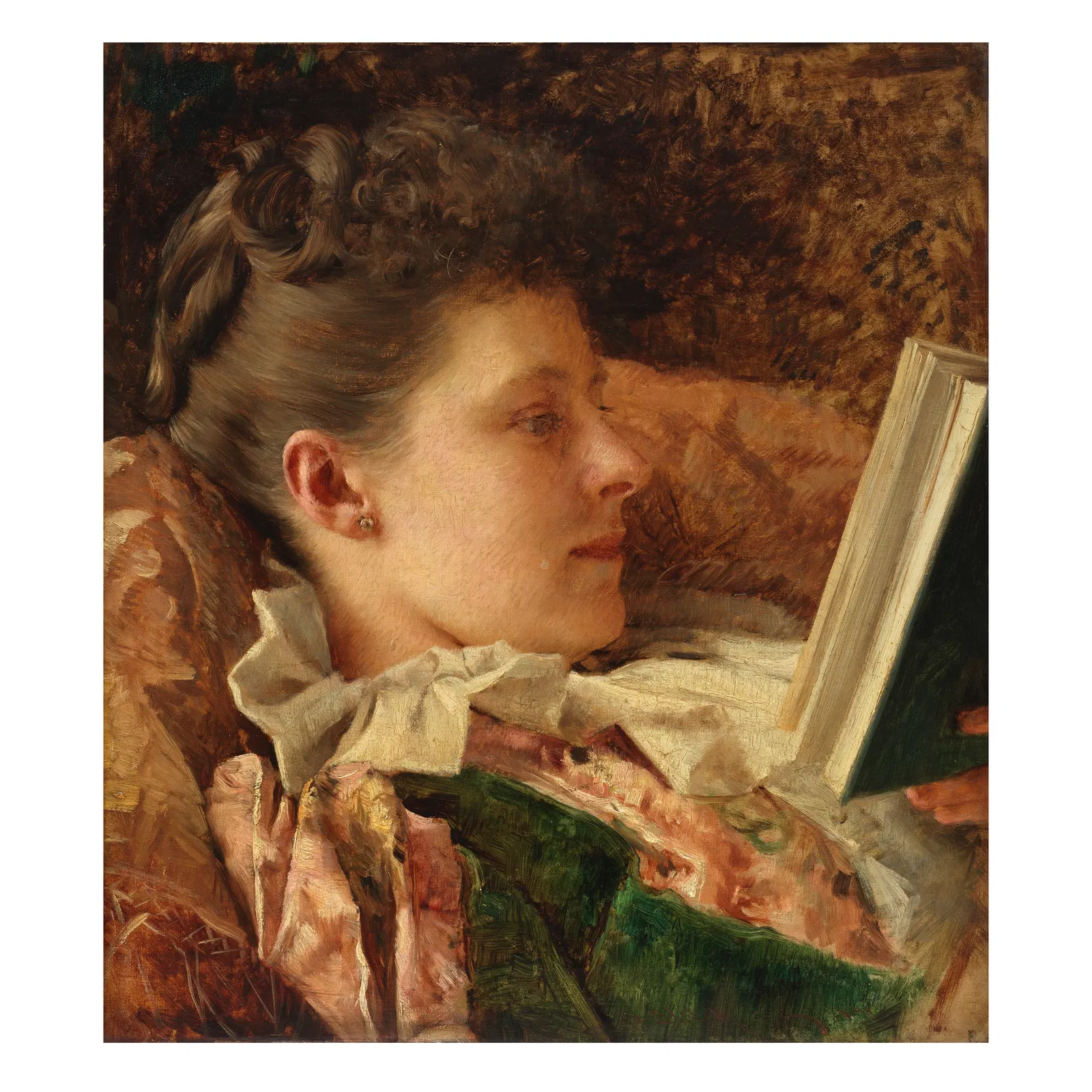 Vlaho Bukovac (Croatian, 1855-1922) Portrait of Annie Mitchell unframed